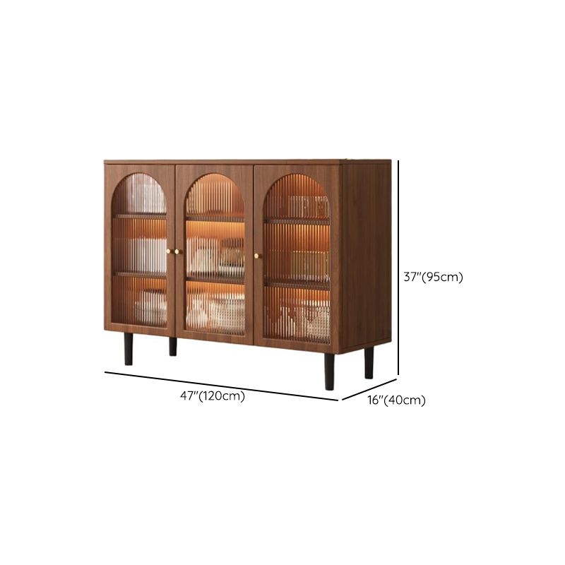 Espresso Sideboard with 3 Drawers, Standard Size, 3 Interior Shelves, Pantry Hutch, Lumber Countertop, and Glass Doors