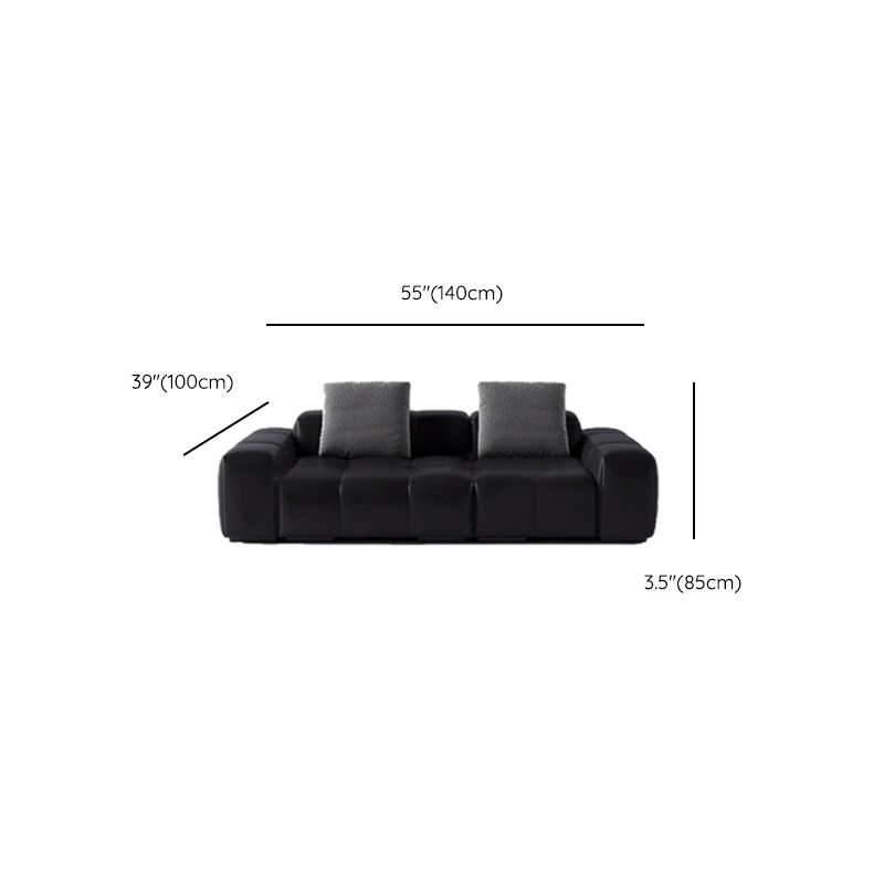 Tear Resistant Standard Sofa/Loveseat/Single Sofa in Midnight Black Genuine Leather