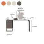Casual Standard Vanity Set with Light Gray/Tangerine Color/Tan Chair, 3 Drawers, Pine Wood Frame, LED Mirror