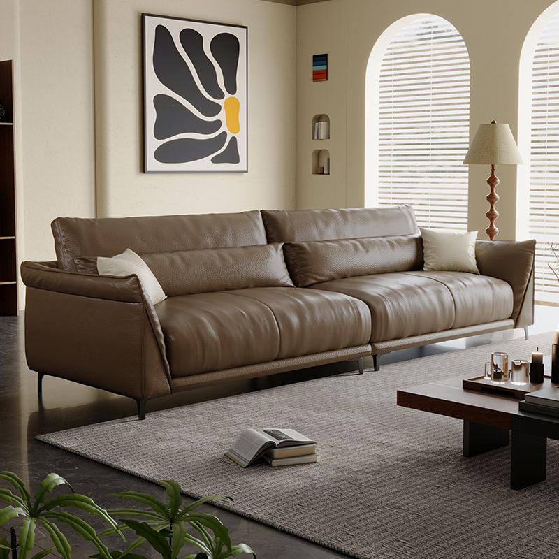 Drawing Room Standard Sofa in Pu Leather/Flannel with Blush/Mocha/Amber Color and Armrest