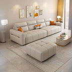 Modish Solid Color Stain Resistant Standard Sofa/Loveseat in Beige, Seats 7/6-Seater/5 Person with 3 Pillows/1 Pillow