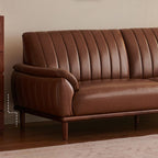 Modern Solid Color Scratch-defiant Leather Standard Sofa/Loveseat/Single Sofa in Black/Emerald Green/Auburn for 2/3/1-seater