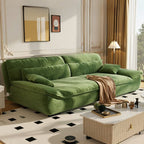 Modish Solid Color Stain Resistant Standard Sofa in Emerald Green, 4-seater/3-seater/for 2 with 2 Pillows