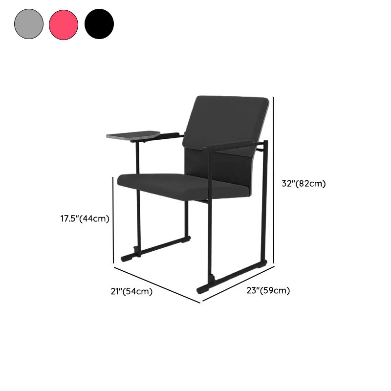 Contemporary Side Chair/Training Chair with Solid Back and Arms, Non-foldable Metal Frame for Tile Flooring