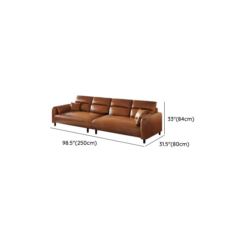 Modish Solid Color Stain Resistant Standard Sofa/Loveseat in Auburn, 3-Seater/4-Seater/5 Person with 2 Pillows