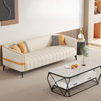 Sofa in Pu Leather with Gray/Olive Green/Amber Color and 3 Pillows