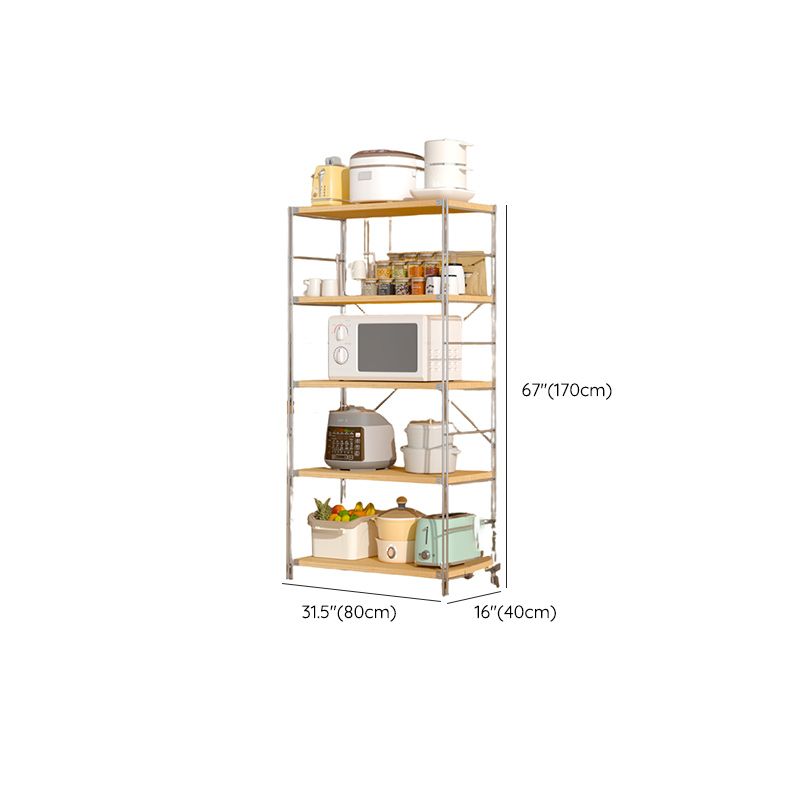 Unfinished Contemporary Standard Baker's Rack with Butcher Rack, Steel Frame, and Laminate Shelves
