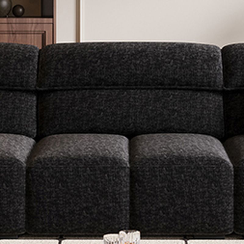 Modish Solid Color Water Resistant/Stain Resistant Standard Sofa/Single Sofa in Midnight Black, Seats 5/4/3 with 3/2/1 Pillows