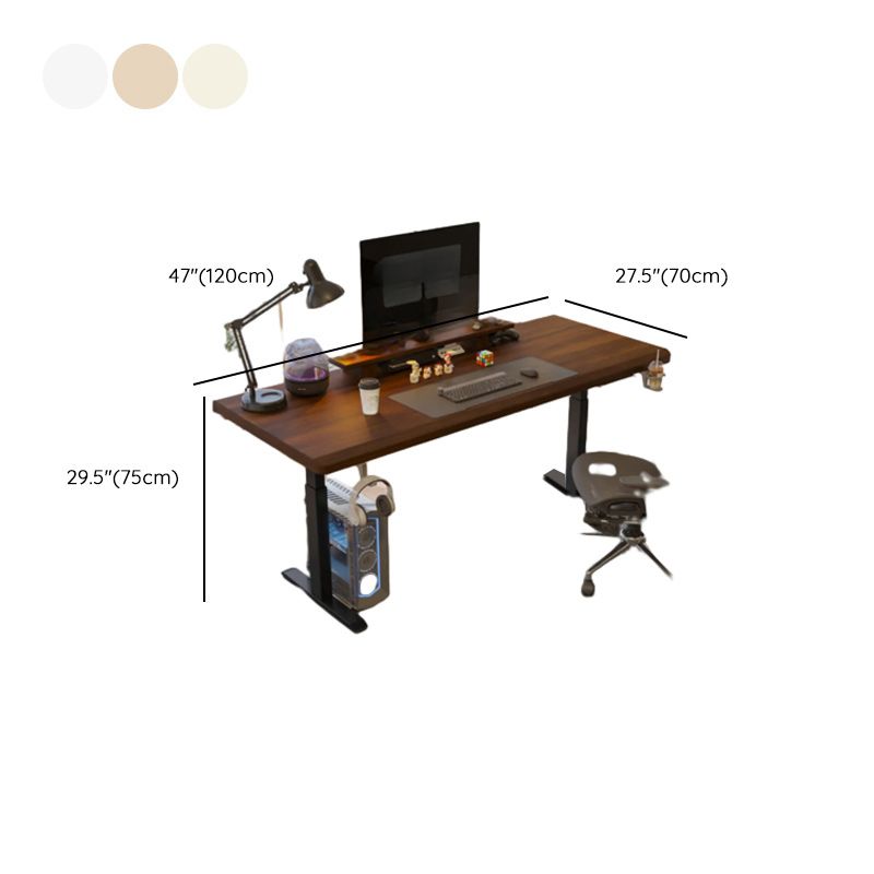 Casual Adjustable Height Standing Desk with Mildew Resistant T-Shape Base in Ink/Brown, Self-supporting with Programmable Memory Controller