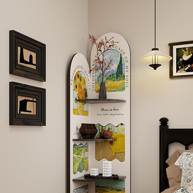 Modern Simple Style Nook Decorative Cabinet with 4 Exterior Shelves, Laminate Countertop in Midnight Black