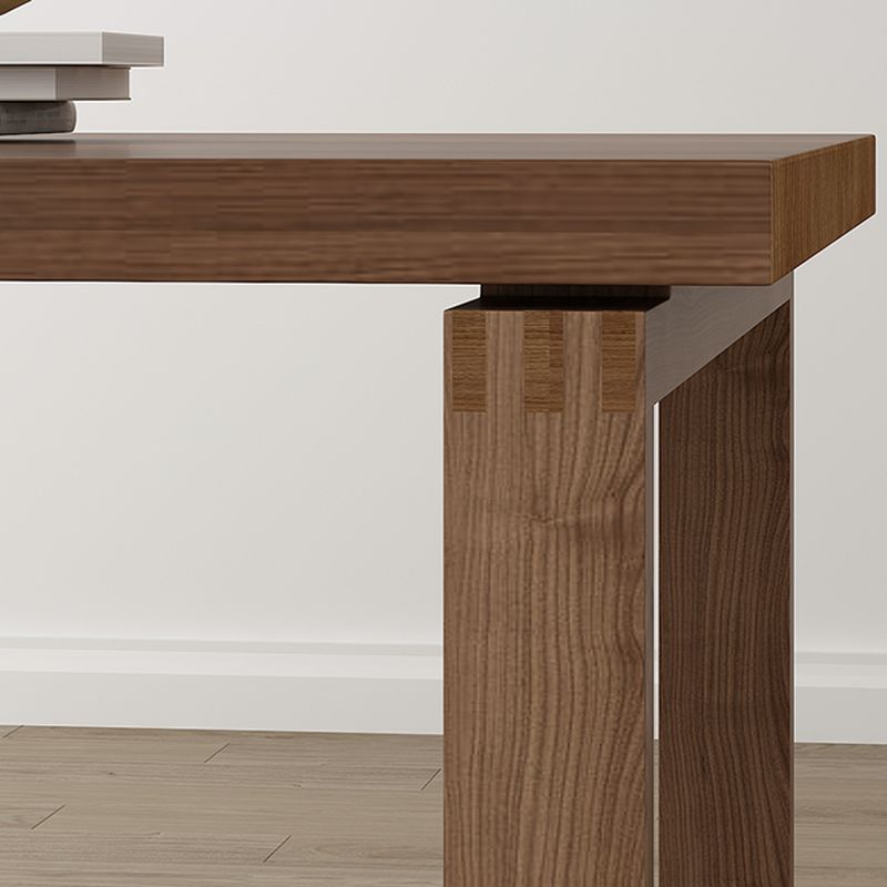 Solid Wood Dining Table in Scandinavian Style with Brown Sledge Base, Fixed Mechanism, Seats 6, Solid Wood Tabletop