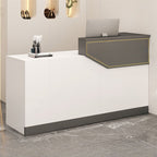 Rectangle Manufactured Wood Top Reception Desk with Locker, Hutch & Cable Management