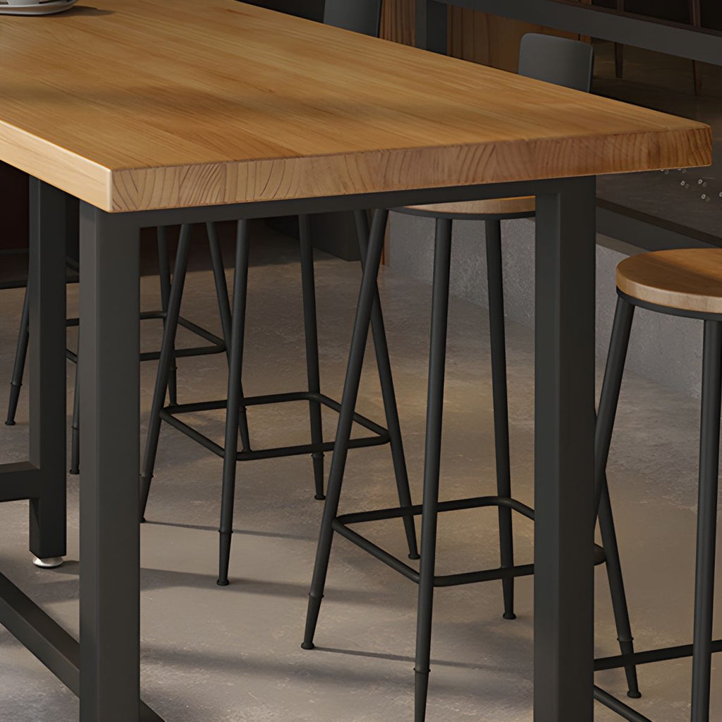 Modern 1/11 Pieces Bar Table Set Rectangle Wood Counter Table with High Stools