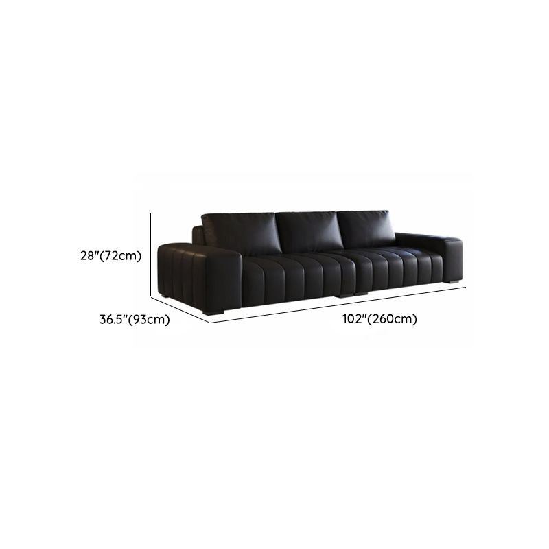 Contemporary Modern Solid Color Tear Resistant Standard Sofa in Midnight Black with Seats 4/Seats 3 and 2 Pillows