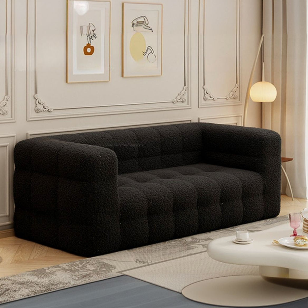 Trendy Solid Color Stain Resistant Standard Sofa in Black/Grey/Amber Color, Seats 3