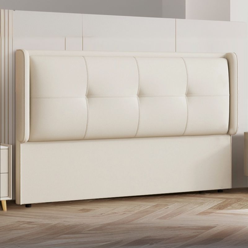 Trendy Wingback Headboard with No Distressing, Piled Tufted Rectangle for Queen/King Bed, Sponge Upholstery Fill, Standard Height