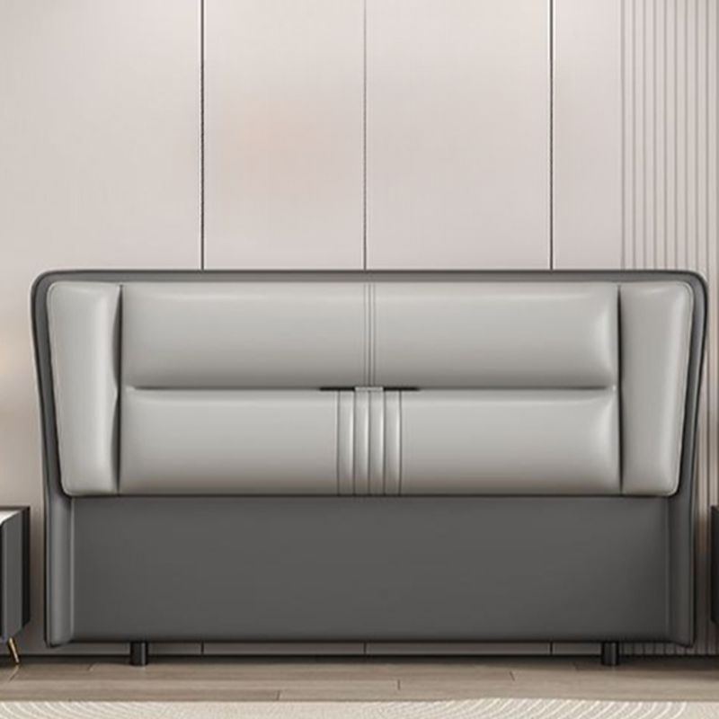 Trendy Wingback Headboard with No Distressing in Natural Wood, Rectangle Shape for Full/Queen Bed with Sponge Upholstery and Standard Height