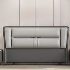 Trendy Wingback Headboard with No Distressing in Natural Wood, Rectangle Shape for Full/Queen Bed with Sponge Upholstery and Standard Height