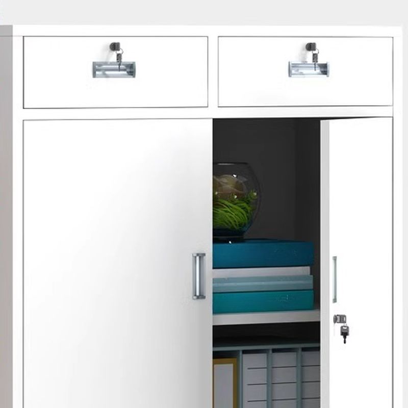 Chalk Iron Credenza with Watertight Durability, Drawers, Variable Shelf, and Locking Door