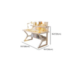 Modern Rectangular Chalk Laminate Writing Table with Exterior Shelf, Hutch, and Cable Management