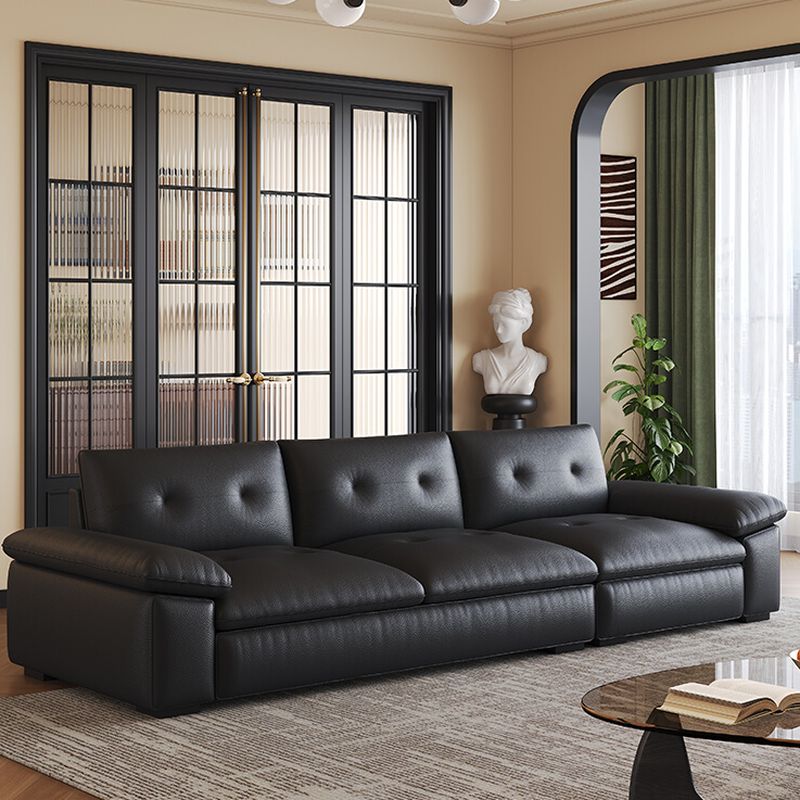 Modish Solid Color Stain Resistant Standard Sofa/Loveseat/Single Sofa in Black with Arm, 3-seater/4-seater/5 Person