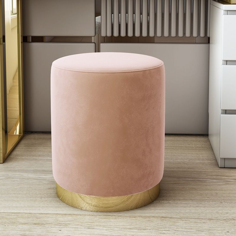 Art Deco Circular Solid Color Standard Ottoman in Dove Grey/Chalk/Peony