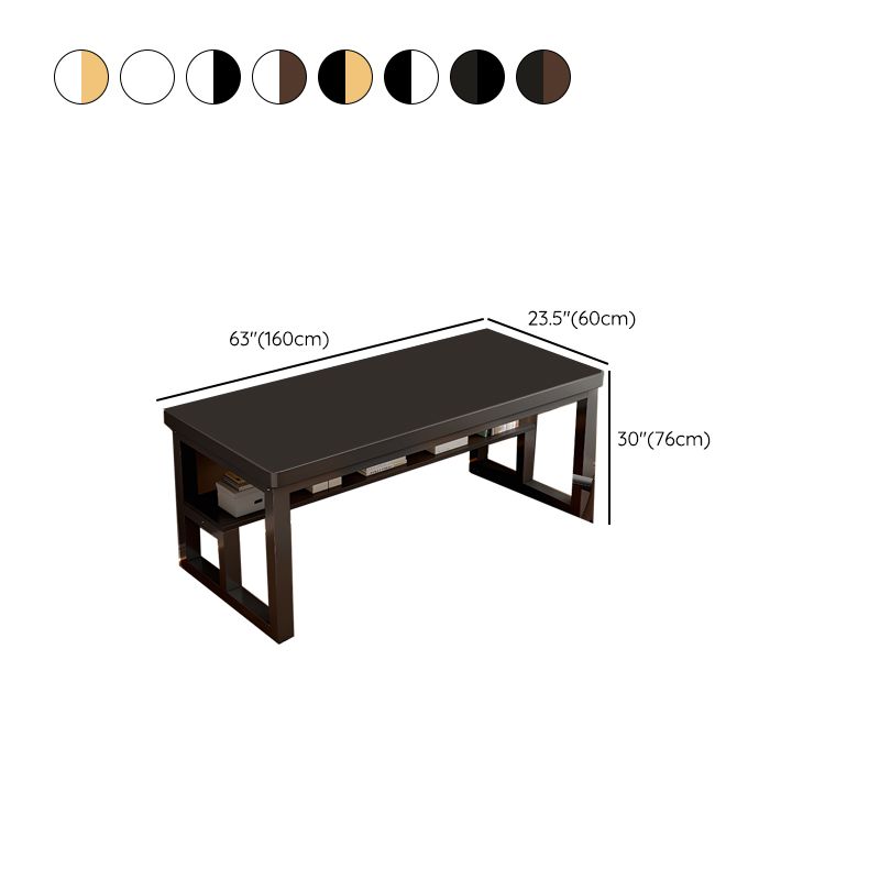 Black/Chalk Rectangular Metal Base Warp Resistant Table with Shelves, Toboggan Base, Cable Management, and Rounded Corners