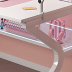 Modern Rectangular Laminate Office Computer Desk with Exterior Shelf and Cable Management