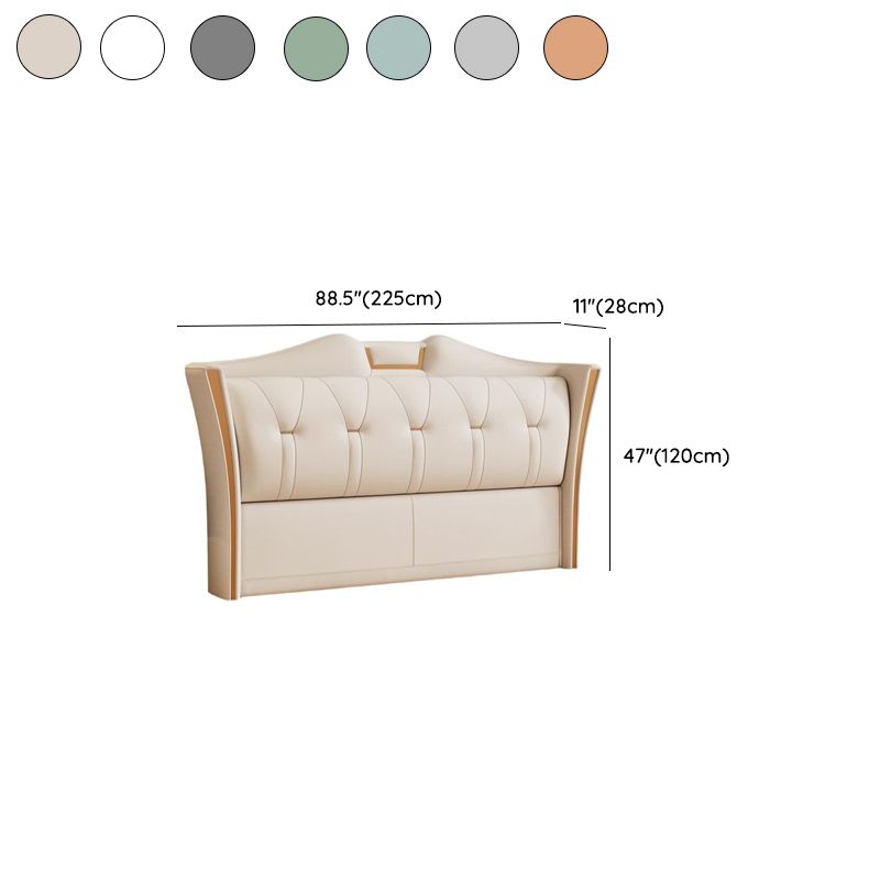 Trendy Wingback Headboard in Natural Wood with No Distressing, Camelback Shape for Queen/Full Bed, Featuring Sponge Upholstery and Standard Height