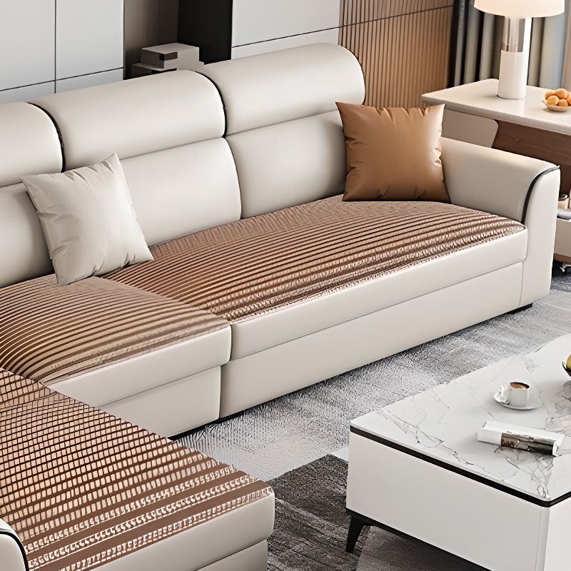 Modish Solid Color Scratch-durable Standard Sofa in Light Yellow with 4/5/3 Pillows, Seats 3/5/4