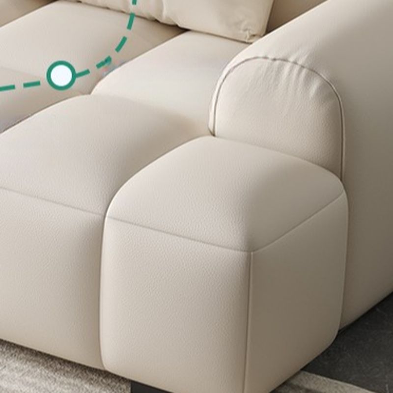 Modish Solid Color Stain Resistant Standard Sofa/Loveseat in Dark Gray/White/Light Brown, 3-seater/5 Person/4-seater with 2 Pillows