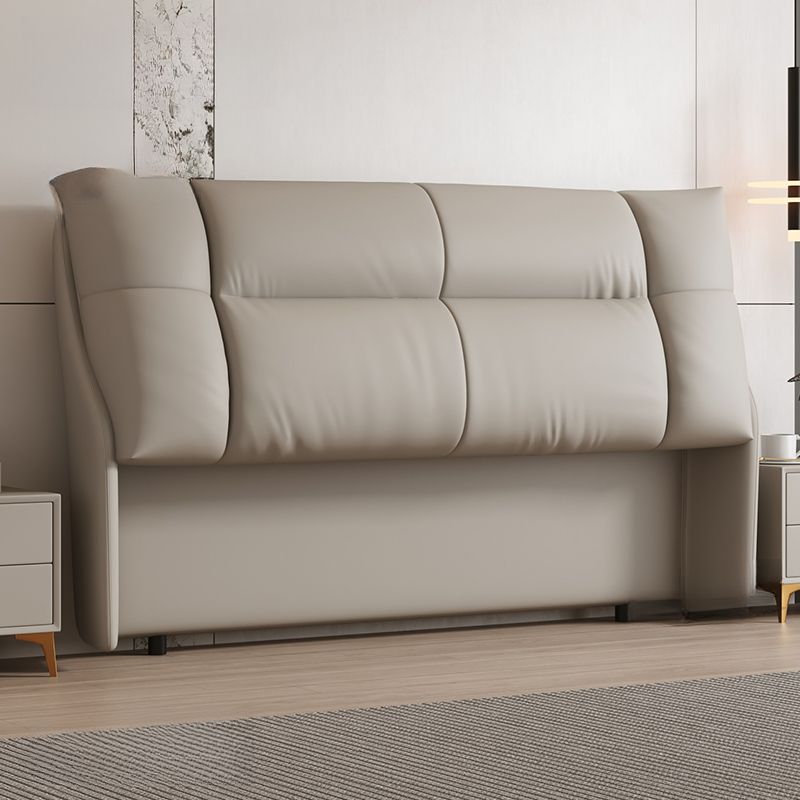 Trendy Panel Headboard in Natural Wood with No Distressing, Rectangle Shape for King/Queen/Full Bed, Cotton Upholstery Fill, Standard Height
