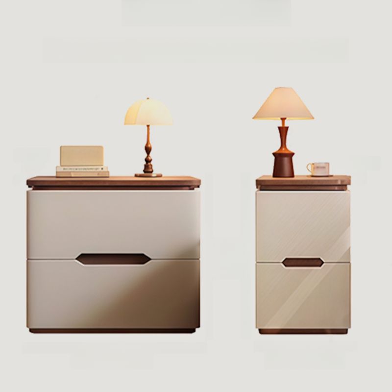 Ivory Modish Nightstand With Drawer Organization Featuring Laminate Countertop