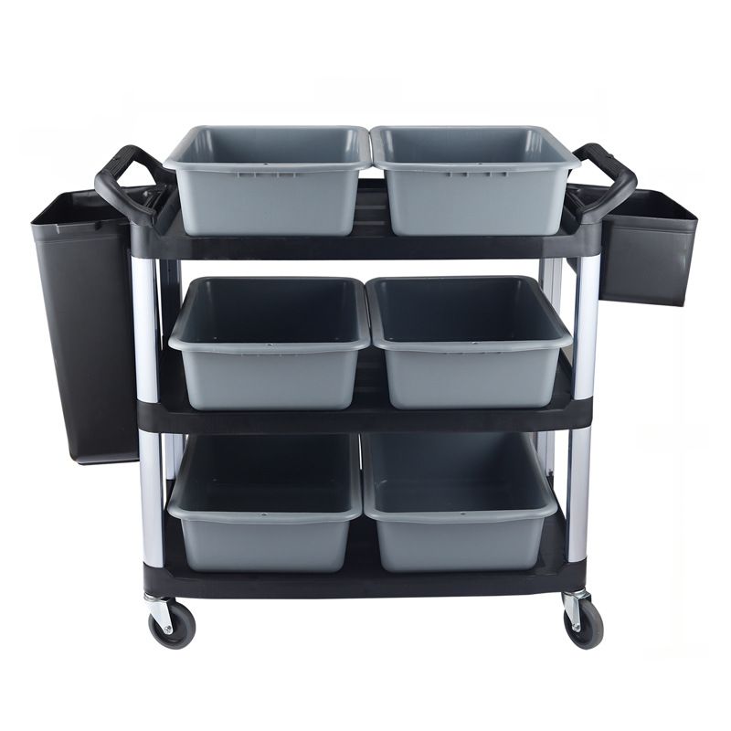 Synthetic Material Detached Accessory Cart with 3 Tiers, 4 Casters & Handle Culinary Space