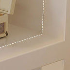 Modern Rectangular Chalk Laminate Writing Table with Exterior Shelf, Hutch, and Cable Management
