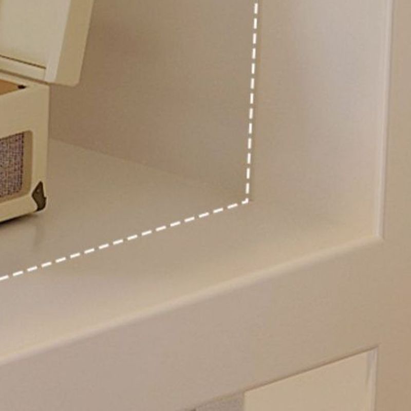 Modern Rectangular Chalk Laminate Writing Table with Exterior Shelf, Hutch, and Cable Management