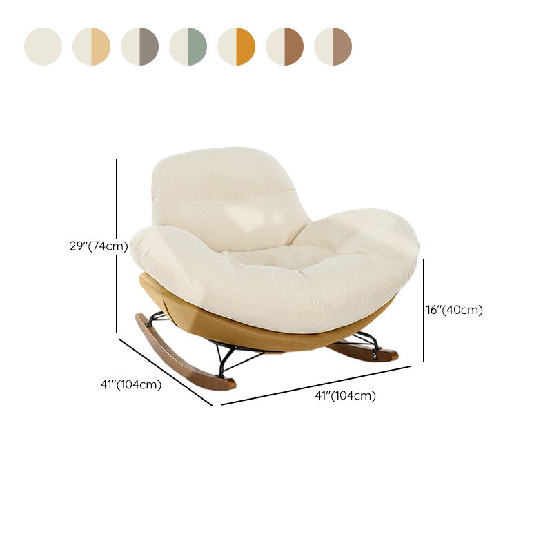 Modern Upholstered Rocking Chair - Stylish Indoor Seating with Natural Wood Legs and Tufted Design