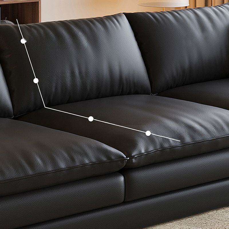 Modish Solid Color Scratch-durable Standard Sofa in Midnight Black, Seats 4/3/2-seater with 2 Pillows