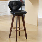 Casual Rawhide Bar Stools in Gray/Emerald Green/Caramel with Back, Turned Swivel, Rectangle Seat Style, and Leg Rest
