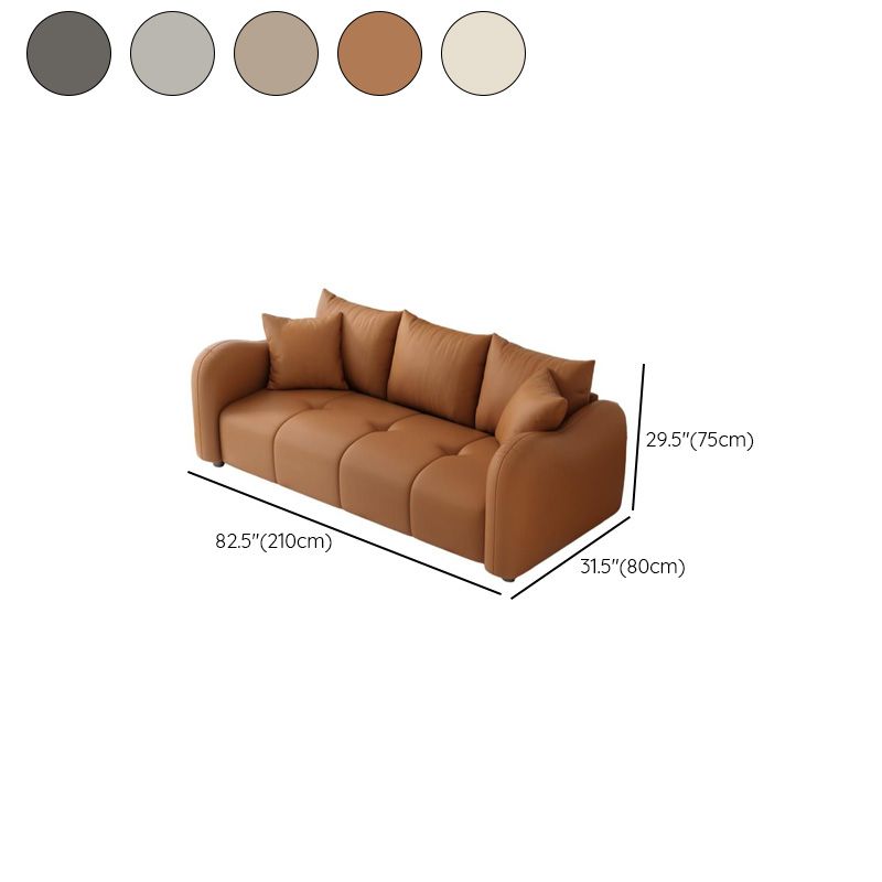 Modern Solid Color Scratch-defiant Sofa Couch in Pu with Grey/Coffee/Ivory Upholstery, 4-seater/3-seater, and 2 Pillows