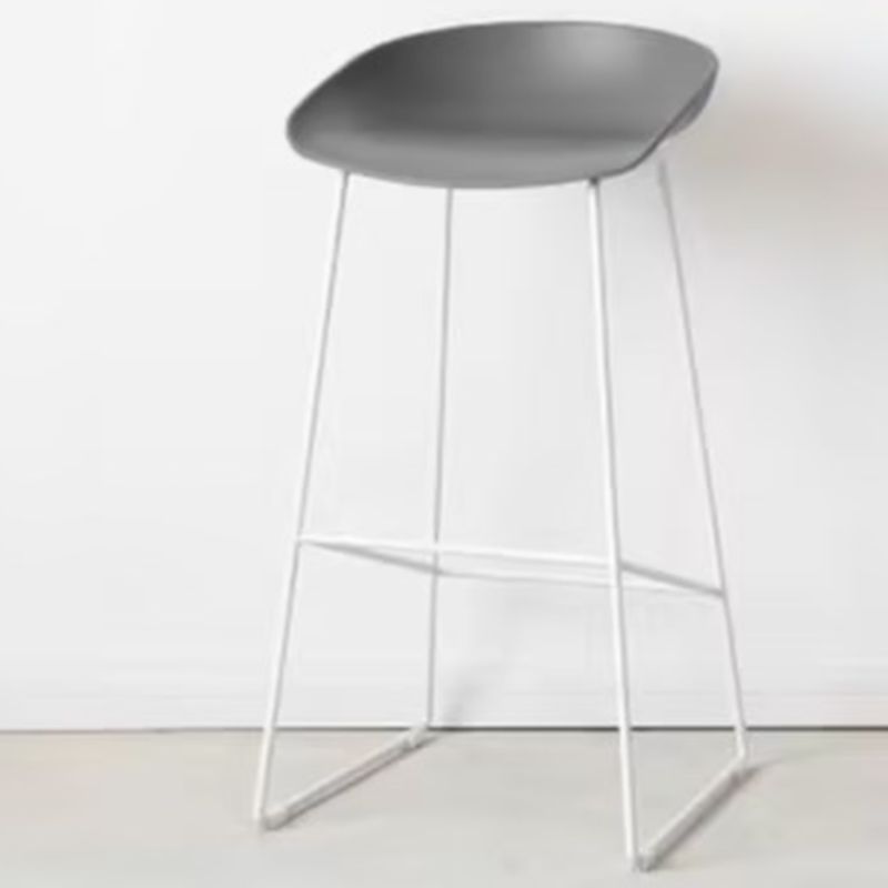 Casual Polymer Bar Stools in Midnight Black/Light Gray/White with Pail Seat and Leg Rest