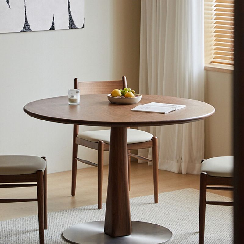 Trendy Silver Solid Wood Table with Stump Base, Fixed Table, Stain Resistant, Seats 4/2 People