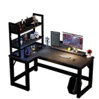 Minimalist L-Shape Gaming Computer Desk with Trestle Base, Independent Structure, Wire Management, and Manufactured Wood Top