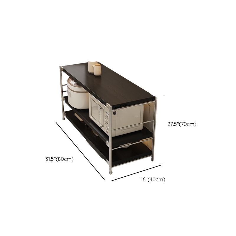 Black Contemporary Standard Baker's Rack with Wire Frame, Adjustable Shelves, and Kitchen Appliance Storage