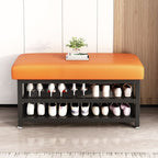 Trendy Upholstered Solid Color Entryway Bench with Stockroom Storage and Cushioned Seat