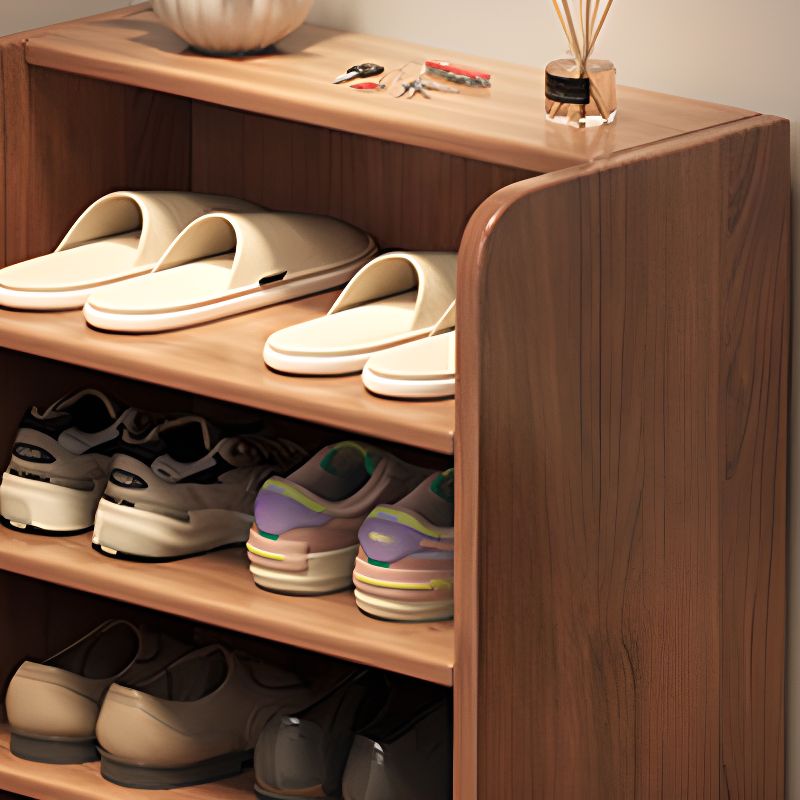 Art Deco Composite Wood Rectangle Shoe Rack with 7/6/5 Shelves for 1-20 Pairs in Drawing Room, Closed Back