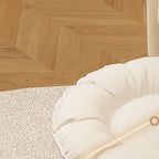 Trendy Circular Solid Color Standard Ottoman in Leatherette with Black/Dove Grey/Tan Upholstery and Rollers