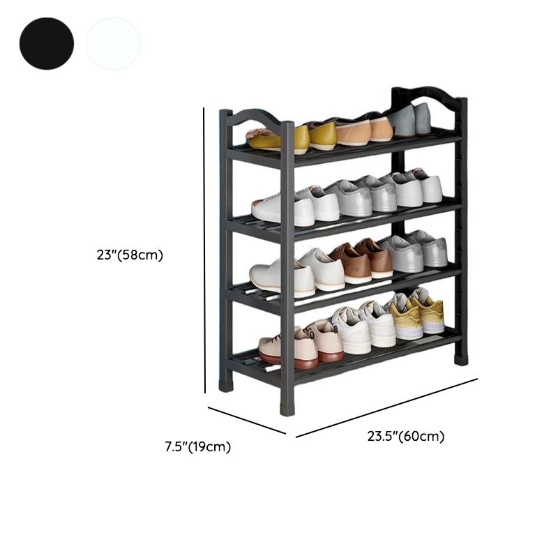 Art Deco Polymerized Material Rectangle Shoe Rack with 5/4/3 Shelves, Floor Mounted for 1-20 Pairs in Bedroom