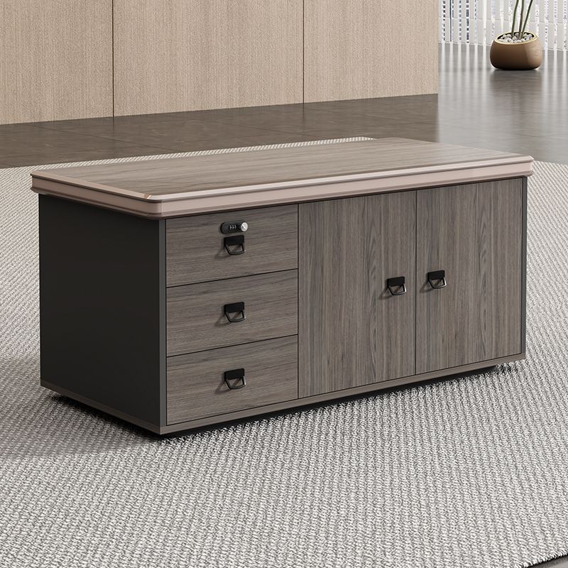 Art Deco Laminate Base Cabinet with Shelf Unit, Hinges, and 2-Wide/3-Wide Compartments