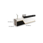 Rectangular Reception Desk with Locker, Hutch, Keyboard Tray, Cable Management, and Filing Cabinet in Manufactured Wood Top